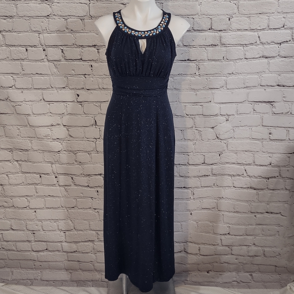 Enfocus Studio Navy Blue Sparkle Formal Gown
